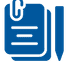 Blaue Grafik von Dokumenten und einem Stift